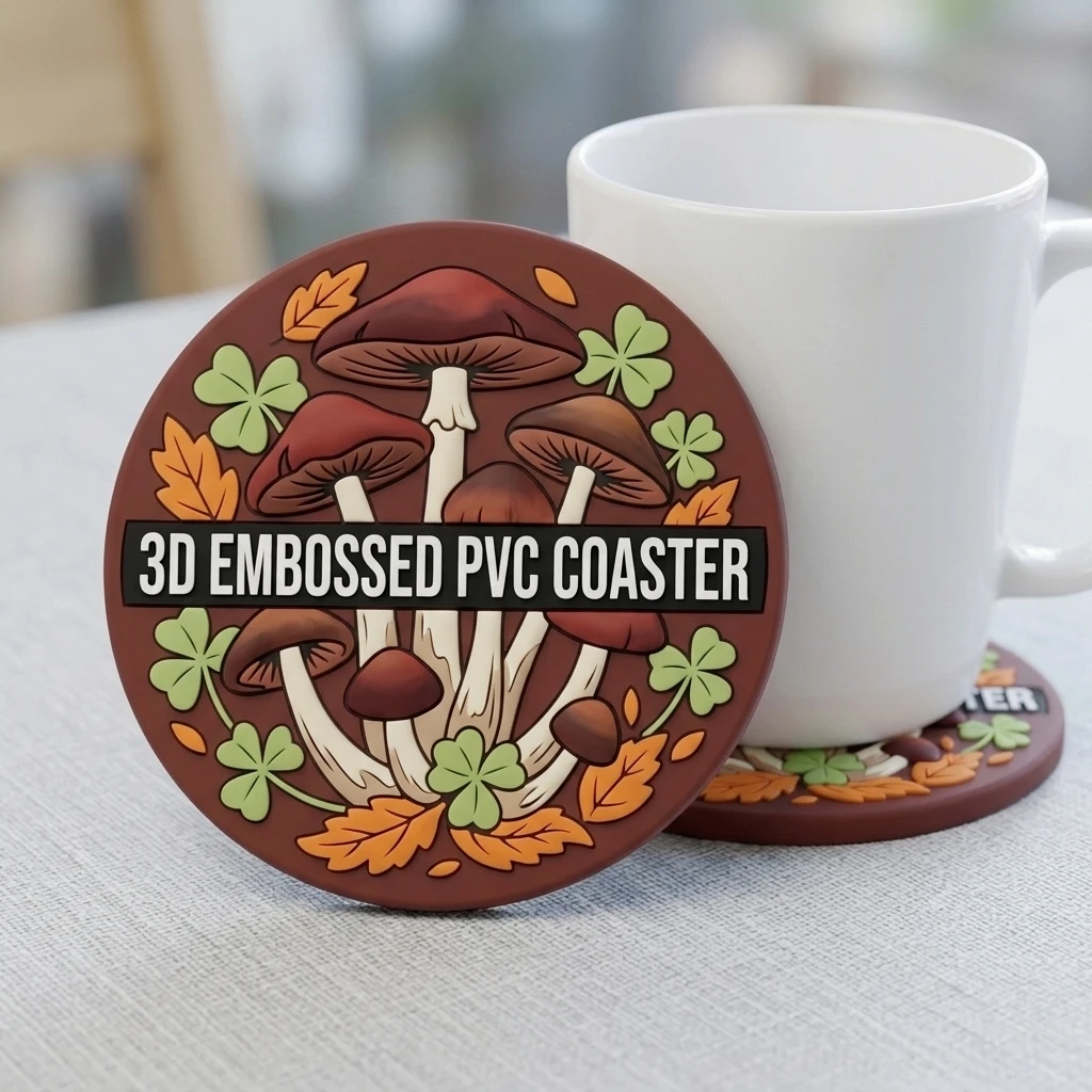 Personalized Custom Logo Drink Coaster Round PVC Non‑Slip Cup Mat Heat Resistant Table Protector Home Bar Party Souvenir