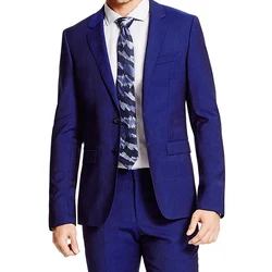 Luxury 100% Wool Super 140 Wedding Suits For Men 2024 High Fashion Ultra Marine Blue Tailor Made Suits For Men Customized Suit