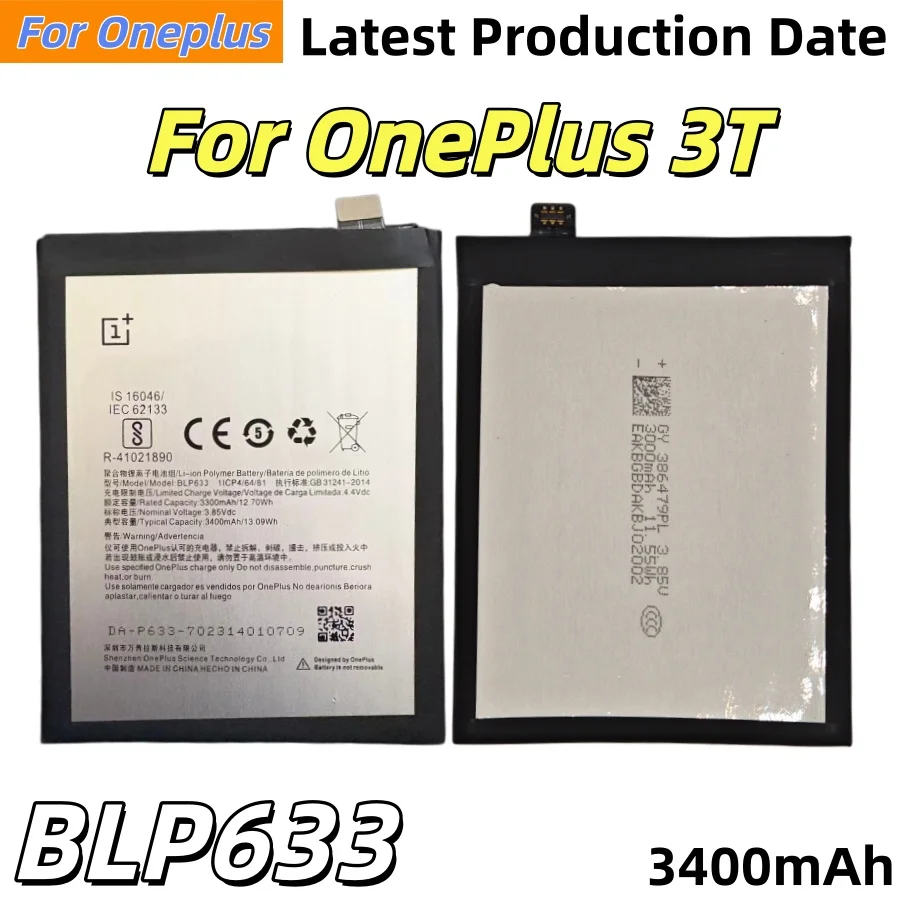 2026 Years 100% Original 3400mAh BLP633 For Oneplus 3T A3010 A3003 Retail Package Cell Phone Battery+Free Tools
