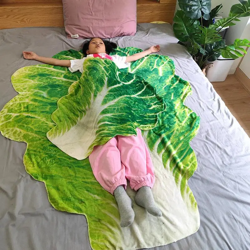 Simulation Cabbage Tortilla Warm Coral Fleece Blanket Round Shaped Pancake Sofa Plush Pretty Winter Throw Blanket Funny Gift