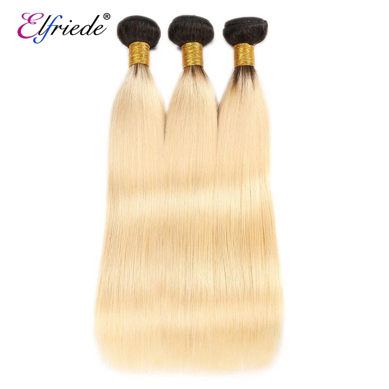 Elfriede 1B/613 Blonde Straight Human Hair Bundles 100% Human Hair Extensions Brazilian Remy Weaves 3/4 Bundles Human Hair Wefts