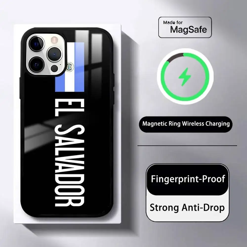 Чехол для телефона с флагом Сальвада для iPhone 17, 16, 15, 14, 13, Pro Max Plus, мини-магнитный чехол для беспроводной зарядки Magsafe Чехол для телефона с флагом Сальвада для iPhone 17, 16, 15, 14, 13, Pro Max Plus, мини-магнитный чехол для беспроводной зарядки Magsafe
