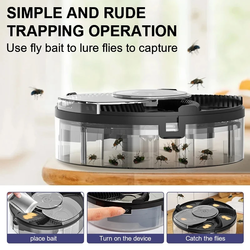 Upgraded USB Flycatcher With Baits Electric Fly Trap USB Insect Pest Catching Safety Insect Pest Flytrap For Kitchen Home Garden