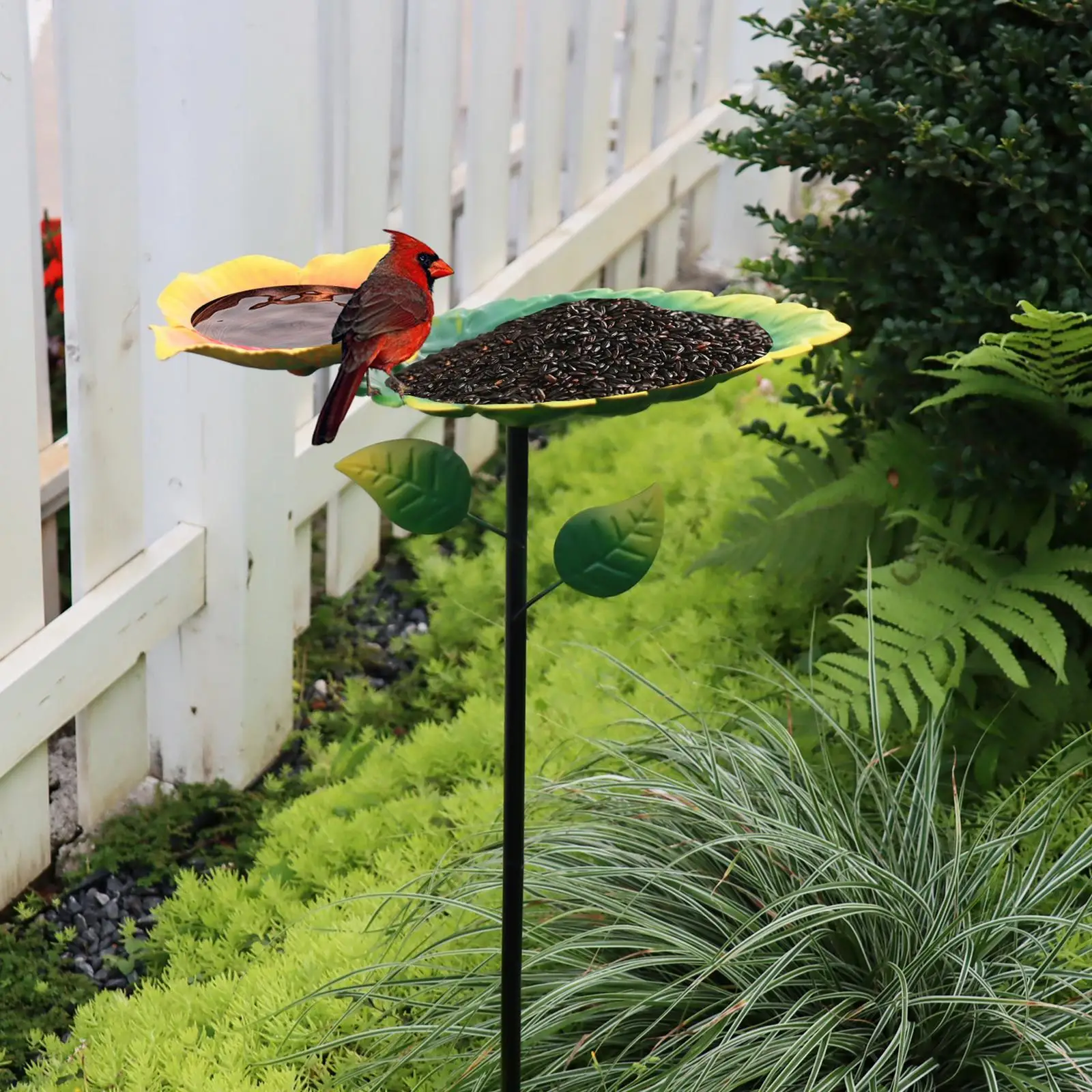 

Standing Bird Bath Bowl Large Capacity Bird Feeder for Fence Deck Railing