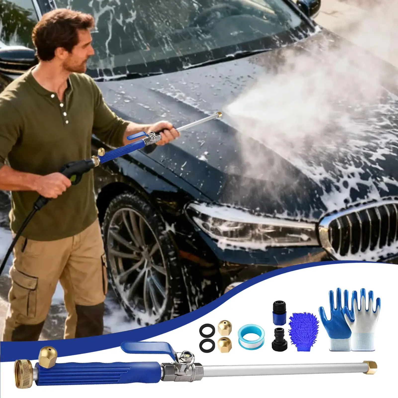 

Портативная эргономичная насадка-распылитель для шланга для полива растений, газонов, патио, мойки автомобилей, чистки, душа, мытья домашних животных, очистки стоков