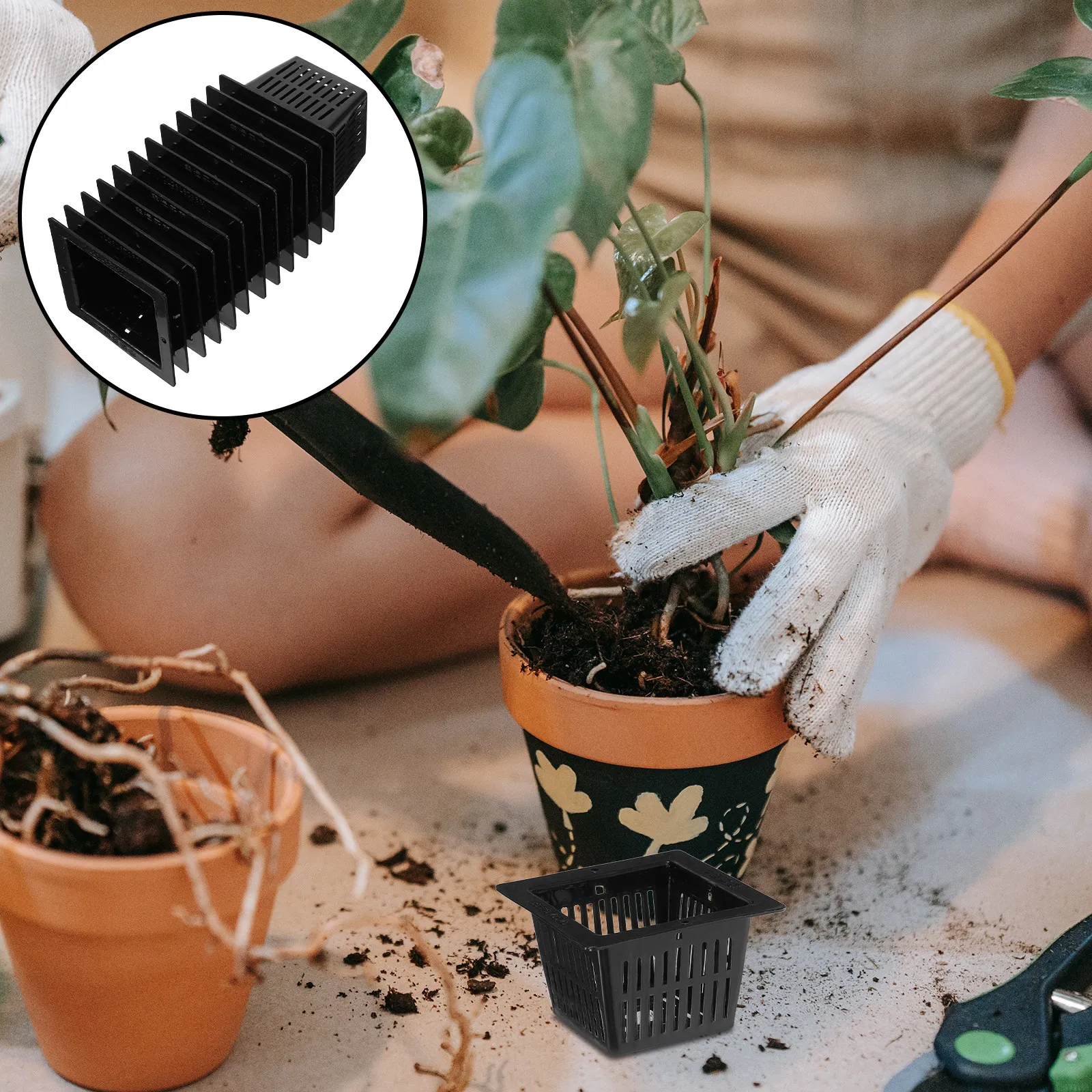 20 pcs Plant Pot Planter Flower Halloween Christmas New Year Hydroponic Net Pot Hydroponic Mesh Pot Hydroponic Net Cups Basket