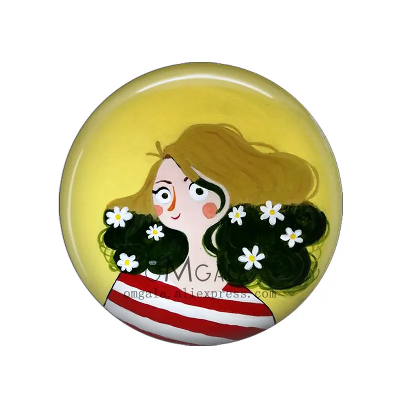 Watercolor Lovely Girls Art Paintings 12mm/14mm/16mm/18mm/20mm/25mm Round photo glass cabochon demo flat back Making findings