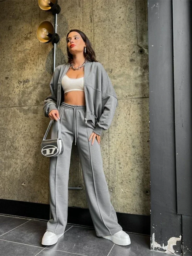 Fashion 2 Piece Sets Women Outfit Autumn Clothes Women 2024 Solid Jacket Top and Pants Sets Streetwear Sweatsuits Woman Sets