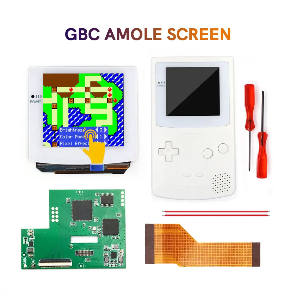 

HISPEEDIDO GBC OLED-экран, комплекты белых линз с индивидуальным корпусом, сенсорный AMOLED для цветной консоли GameBoy