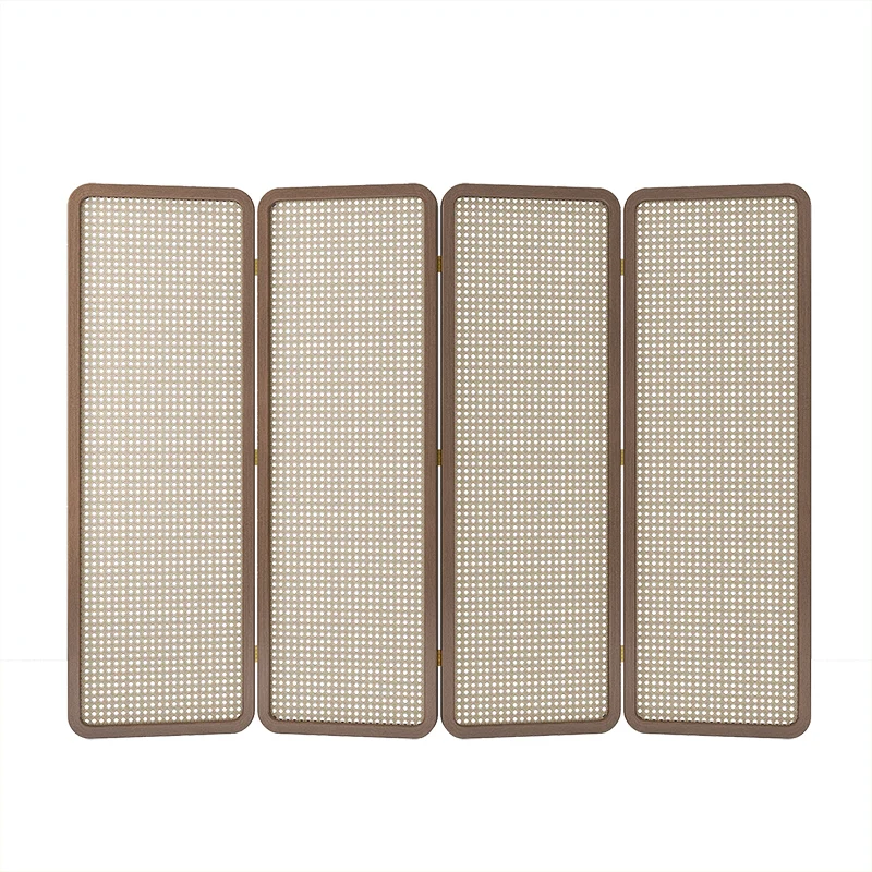 Japanese-style solid wood screen partition living room folding mobile rattan office hotel folding screen Chinese retro small apa