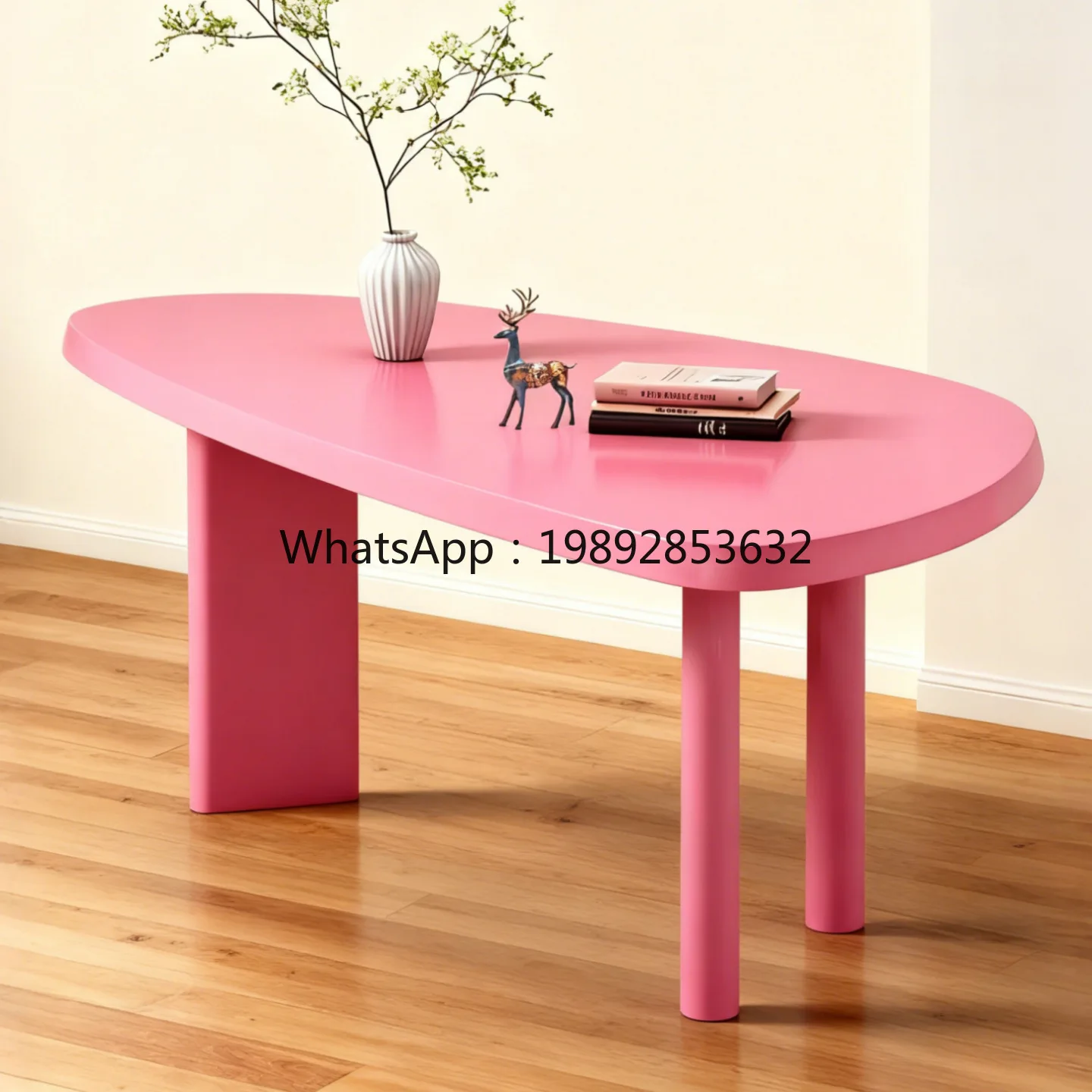 طاولة طعام مطلية بالطاولة الإيطالية البسيطة من LYY مصنوعة من الخشب الصلب وشكل بيضاوي بسيط للمنزل وطاولة مستديرة صغيرة مؤتمر فني #3