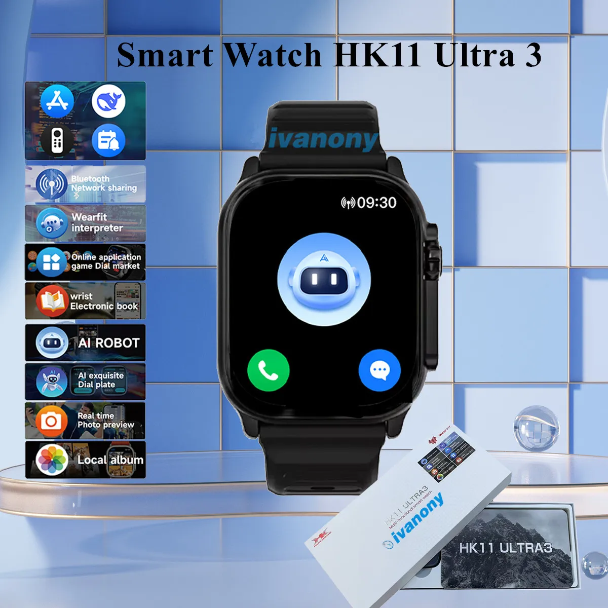 HK11 Ultra 3 Smart Watch 2.02inch  Amoled Screen 4GB/ROM Compass Bluetooth Network AI Translate Answer Dial Call Smartwatch 2026