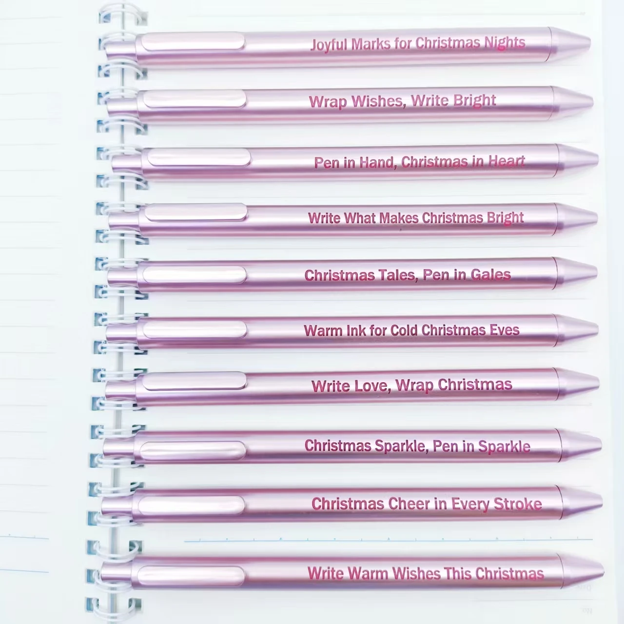 

10/20pcs Warm Christmas Phrase Engraving Pen Ballpoint Pen with Christmas Beautiful Phrases Daily Office Stationery