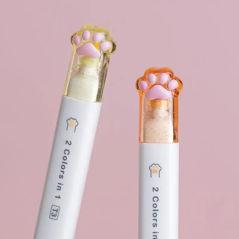 6 ピース/セットクリエイティブ猫の爪ダブルヘッド学生書き込み 12 色かわいいアートマーカー落書きペン文具学用品