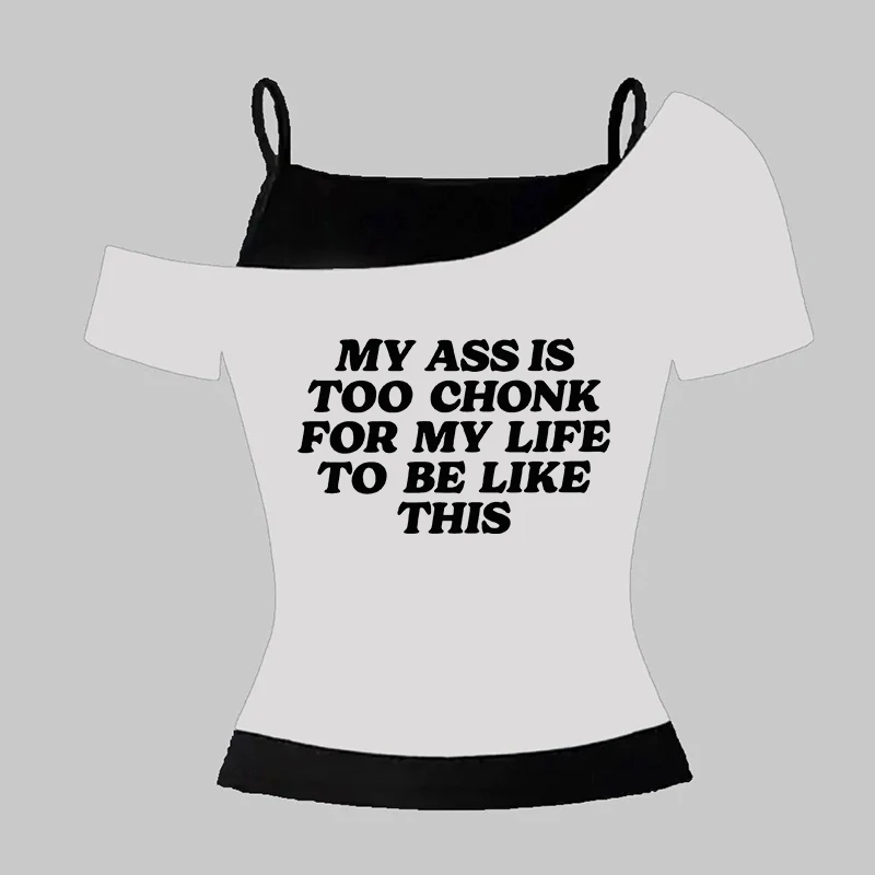 2000s Y2K الشارع الشهير الكلاسيكية المحاصيل الأعلى القوطية جماليات الشرير الصيف المرأة المحملة Harajuku الإبداعية إلكتروني نمط تي شيرت مطبوع