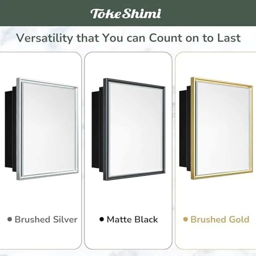 Gold Aluminum Medicine Cabinet Wall Mount Recessed Bathroom Vanity Mirror Beveled 30x32 Modern Smooth Quiet Storage United Space