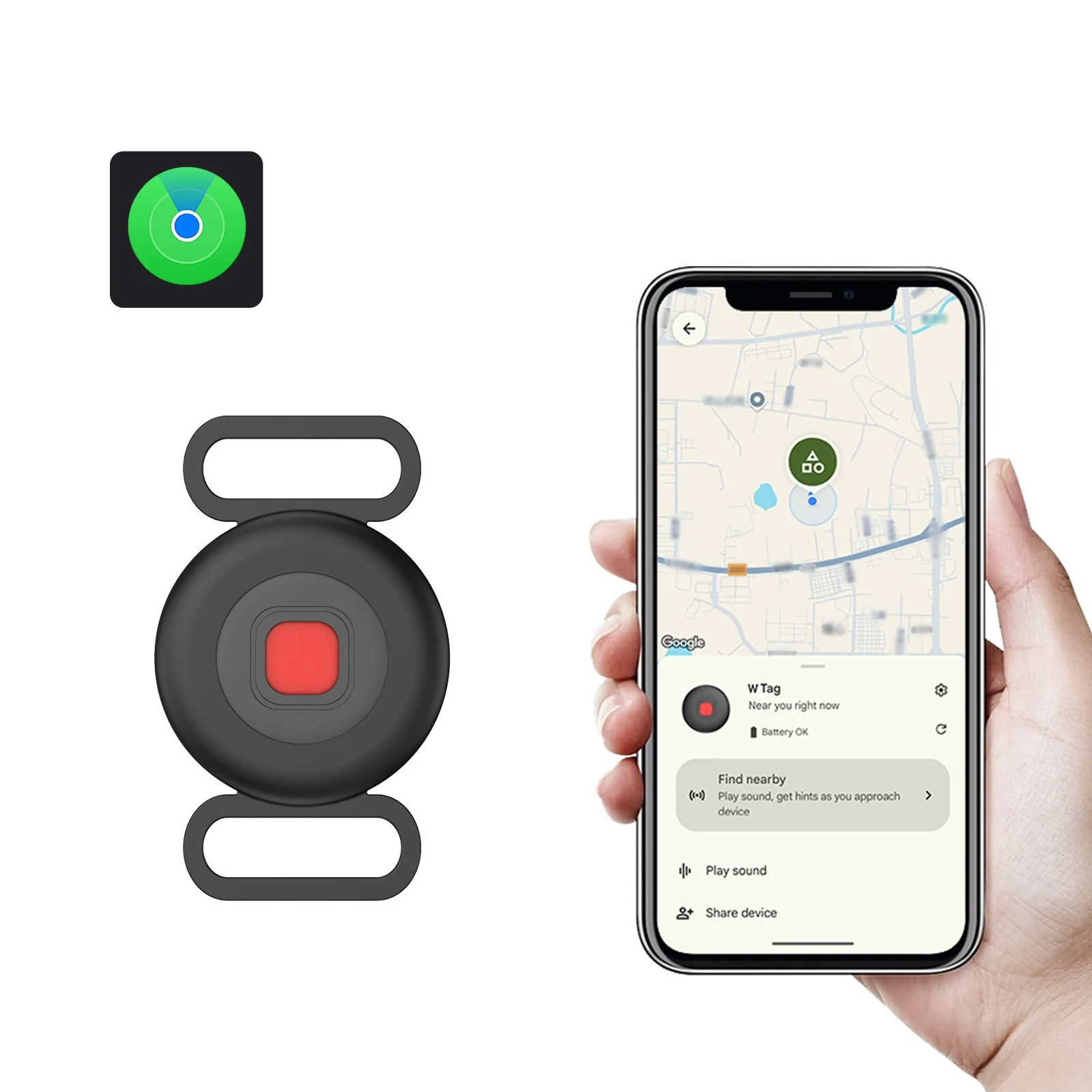

Бирка для отслеживания домашних животных для собак и кошек с силиконовым держателем для ошейника, работает с Apple Find My (черный, 1 упаковка только для IOS)