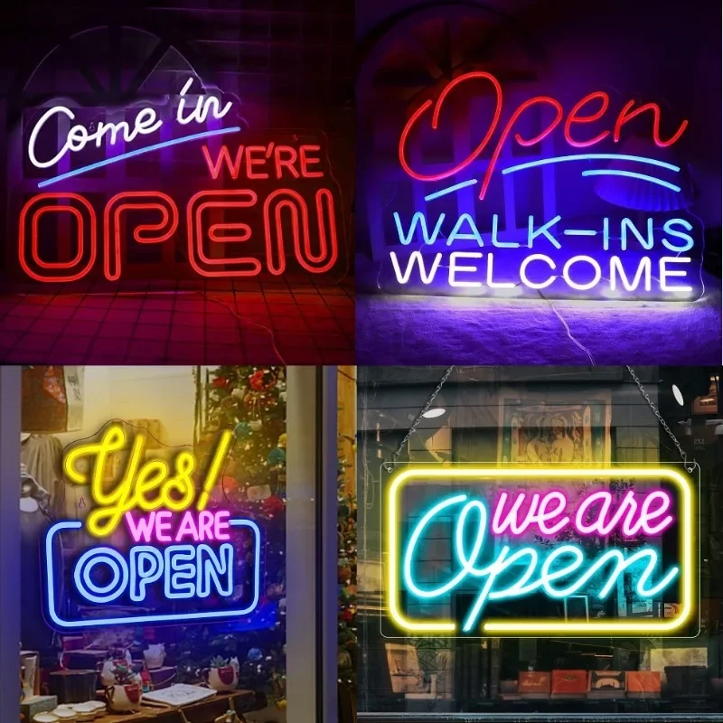 

Open Welcome Neon Sign Led Lights Business Room Decoration Storefront Window Glass Door Shop Store Bar Salon Restaurant USB Lamp