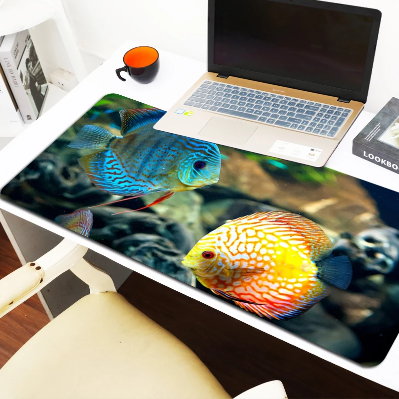 Computer Muismat Kawaii Fish Office Accessoires Pc Kast Games Muismat Anime Gamer Keyboard Desk Mat Gaming Mats Verlengd