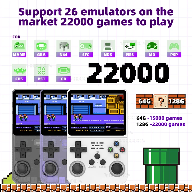 R36S Handheld Video Game Console for PSP PS1 SNES Retro Emulators 3.5 inch IPS Screen Portable Pocket Video Games WiFi 2-Player