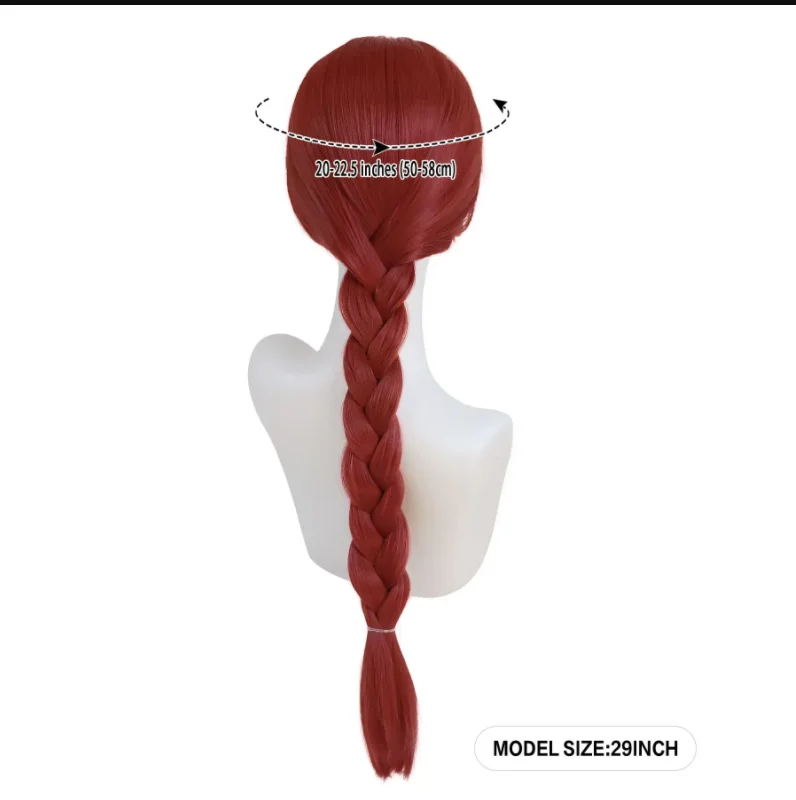 Wine Red Braid Wig Long Braided Ginger Wig for Women Girls Heat Reistant Synthetic Hair for Halloween Party Cosplay Costume