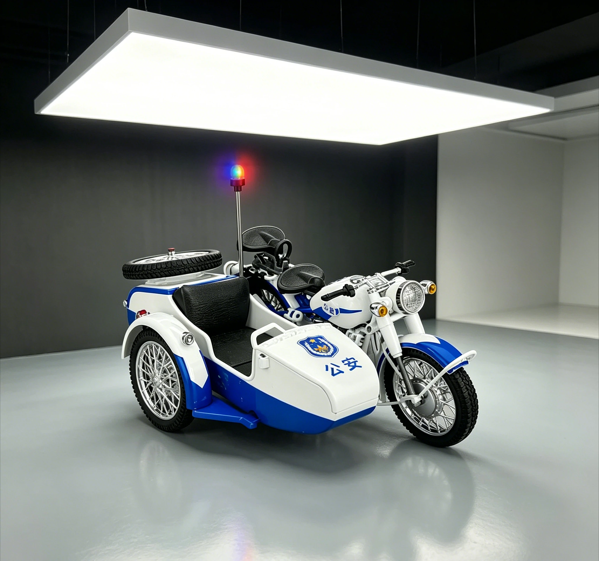 

1:10 Scale Diecast Sidecar Police Motorcycle Model, Alloy Simulation Toy with Sound & Light, Gliding Vehicle for Kids