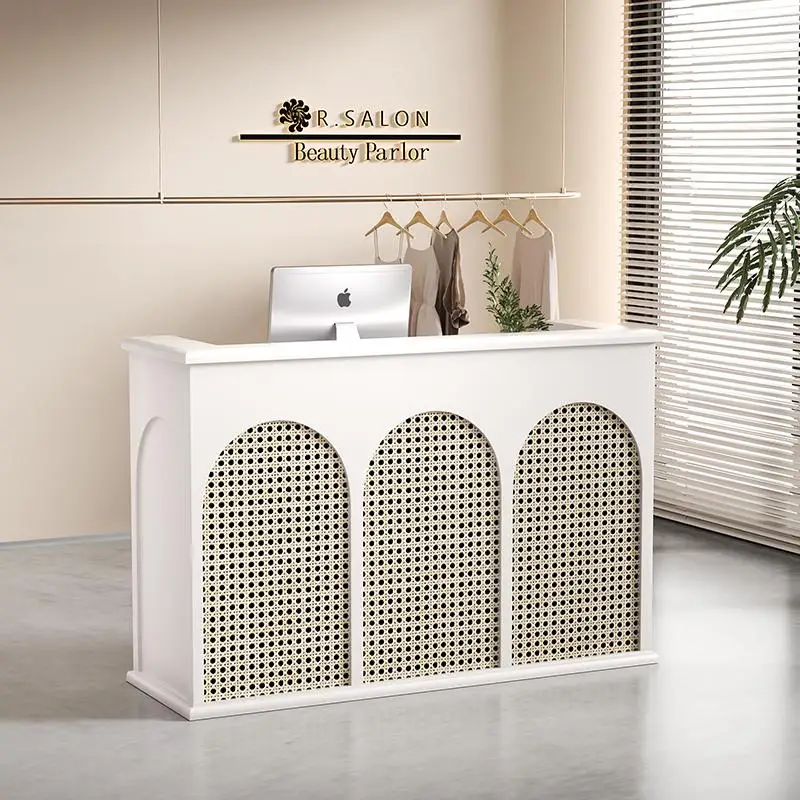 Houten koffie-receptiebalies L-vormige toonbankservice Modern design Receptiebalies Winkel Kassa Schreibtisch Kantoormeubilair