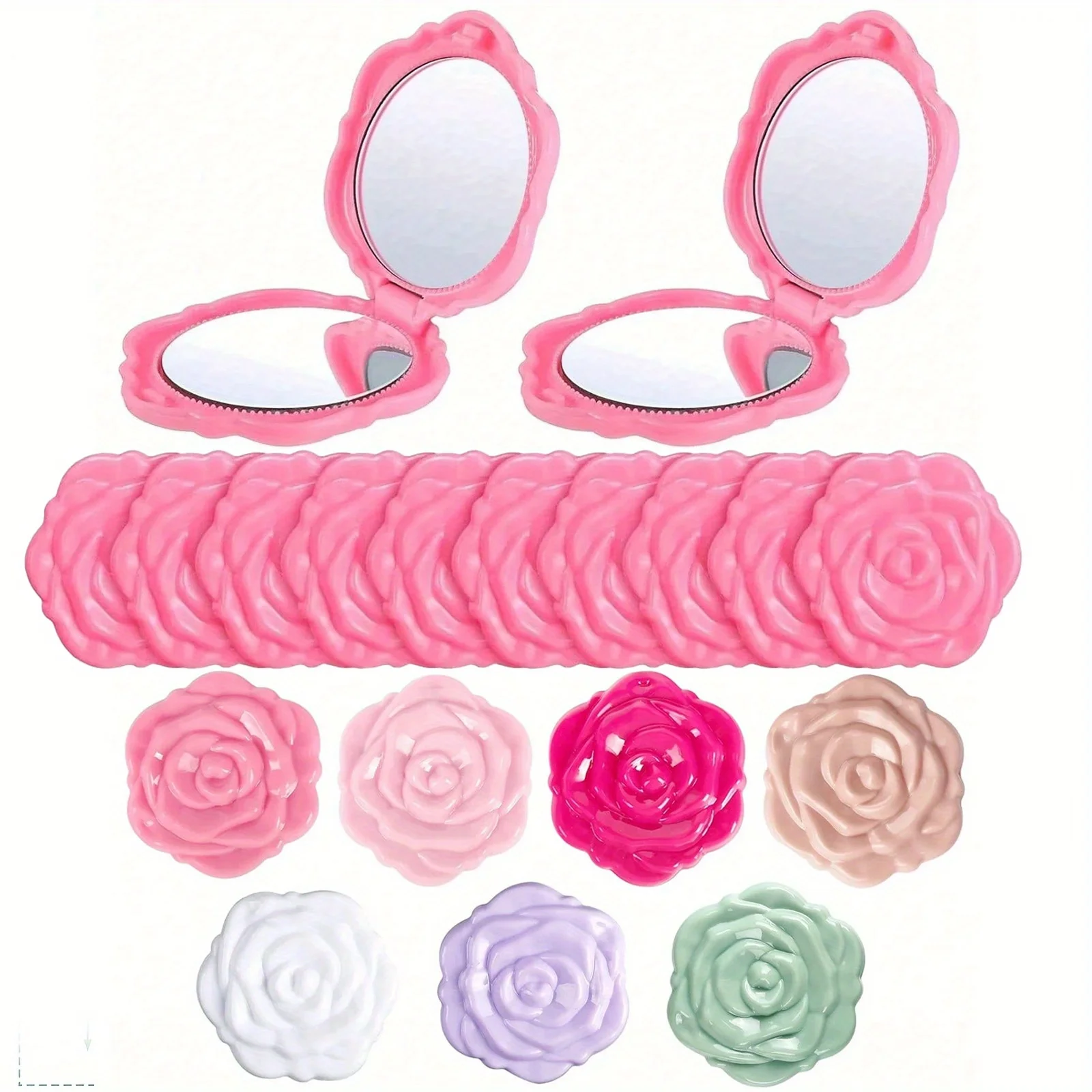 Miroir de maquillage à fleurs roses portable et pliable, cadeaux de fête de mariage, miroirs élégants pour femmes et filles.