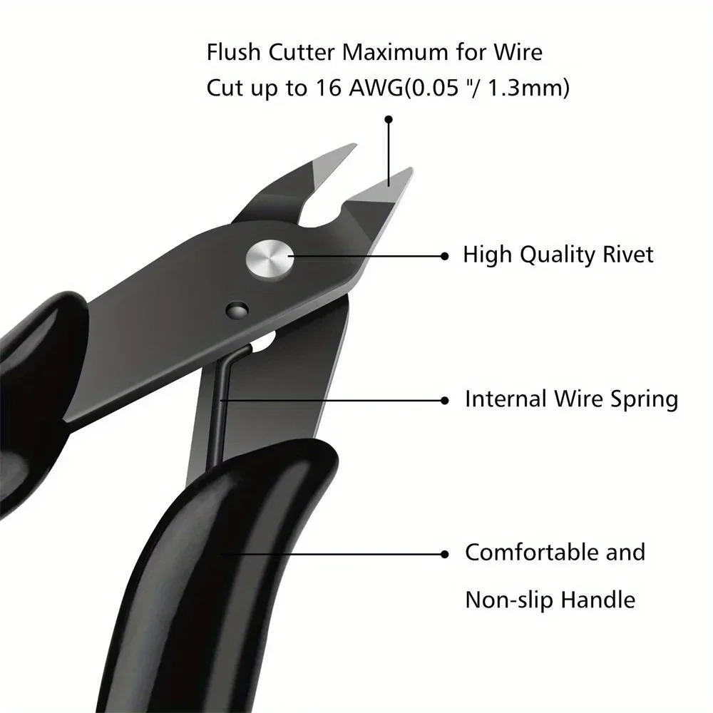 1Pcs Mini Nose Cutting Plier Electrical Wire Cable Cutter Metal Side Snips Flush Pliers Convenient Durable Tool