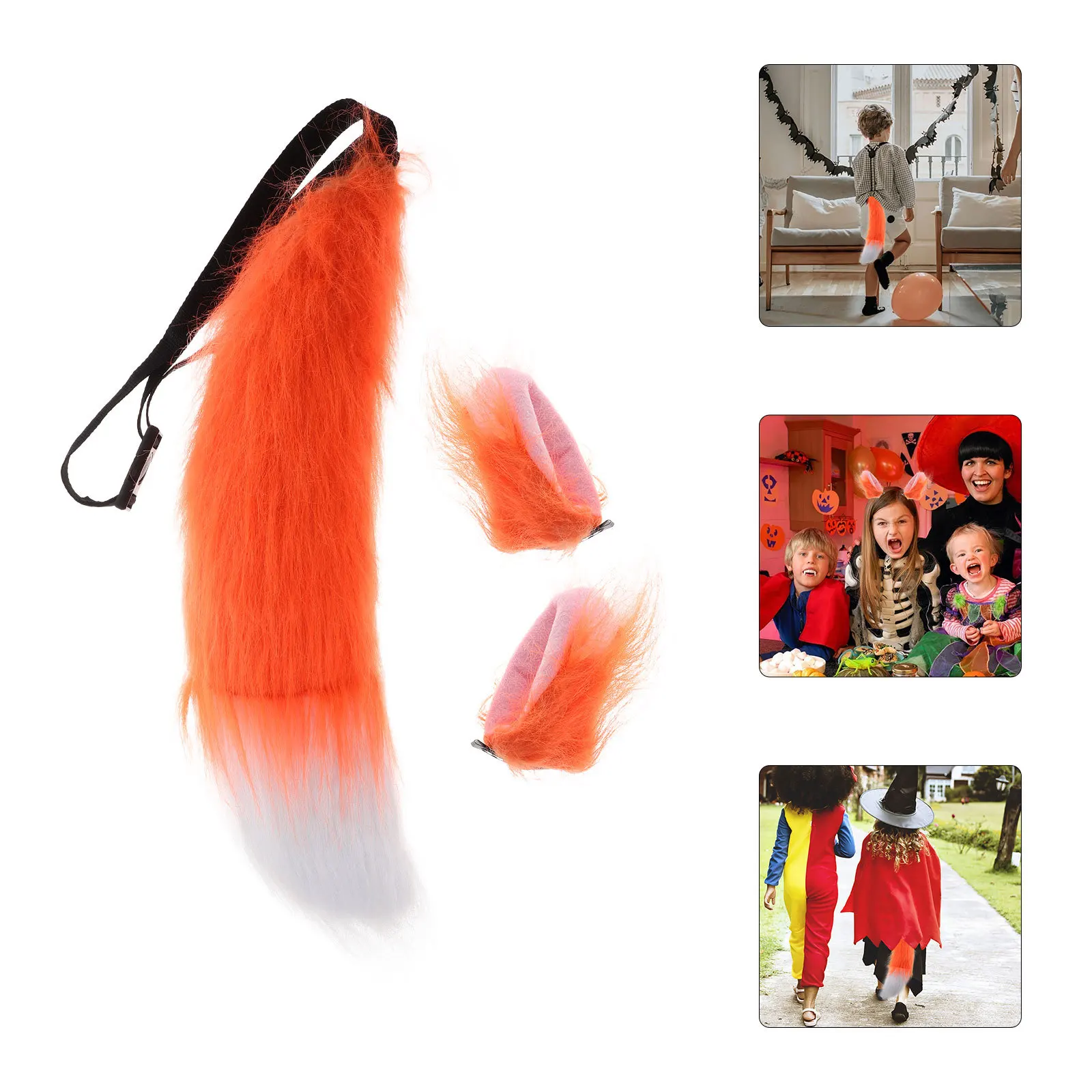 1Set Costume Accessory Realistic Design Adjustable Length Soft Comfortable Material Perfect for Halloween Cosplay Fox