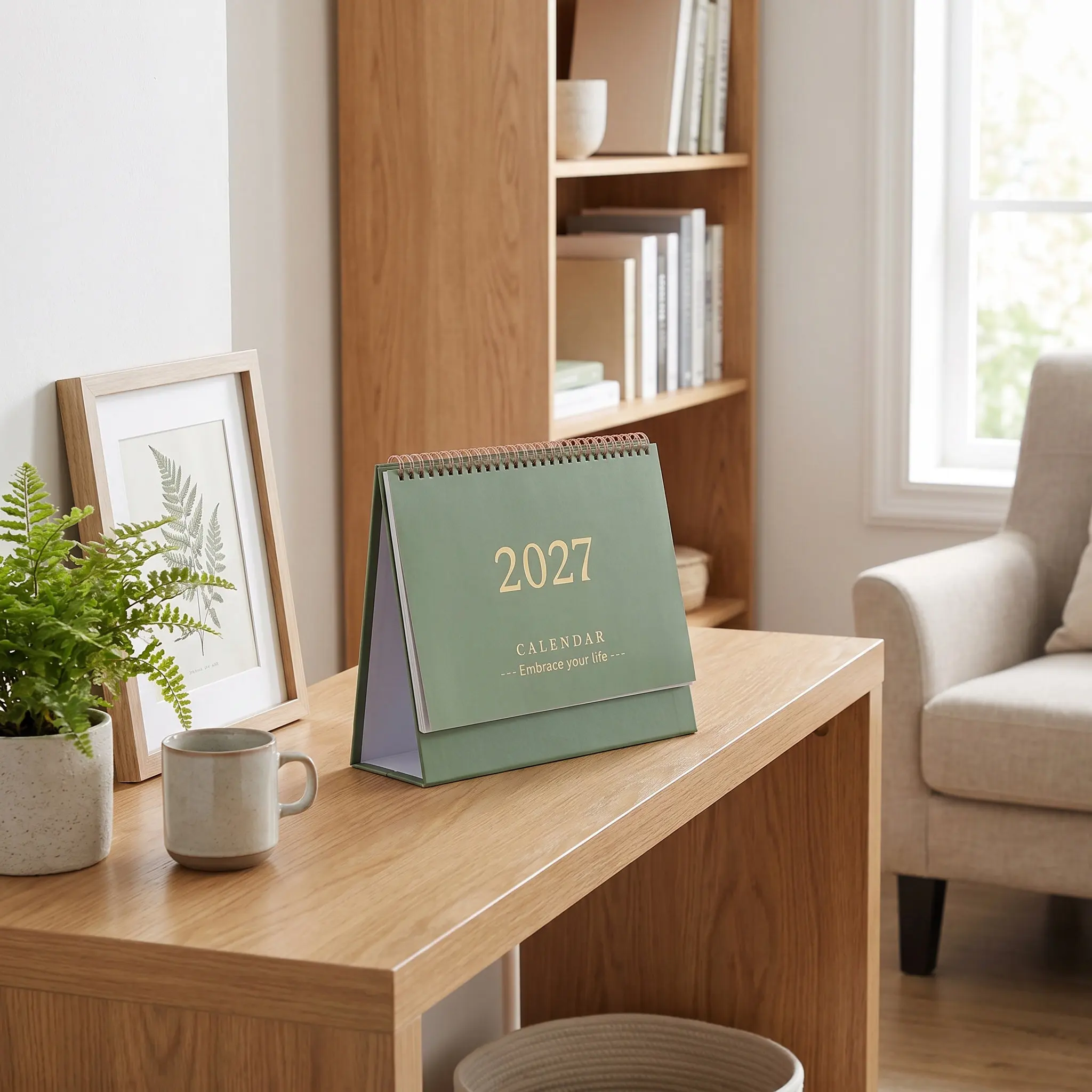 Spiral Bound 2027 Desk Calendar with Stand Large Date Numbers Monthly Organizer for Office Home Student Paper Calendar 2027