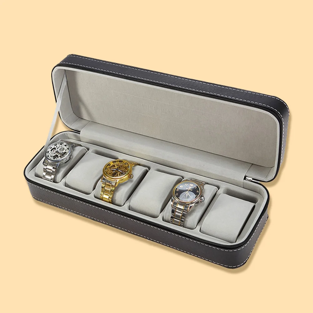

6 Slots Watch Storage Box Portable ganizer Dustproof Travel Case Desktop Decorative Holder for Watches Jewelry