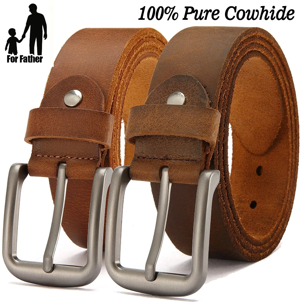 

Men's Luxury Genuine Cowskin Leather Belt Designer Fashion Strap Cowboy Style Waistband for Jeans Premium Quality Male Accessory
