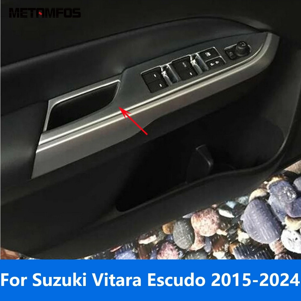 For Suzuki Vitara Escudo 2015-2022 2023 2024 Matte Window Lift Switch Cover Trim Inside Armrest Decoration Frame Accessories