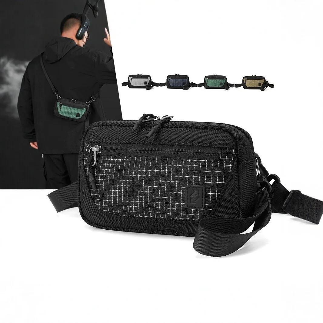 Mini Men Nylon Small Crossbody Bag Techwear Sling Pack Multi Pocket Shoulder Purse Casual Outdoor Travel Chest Bag Male Handbag