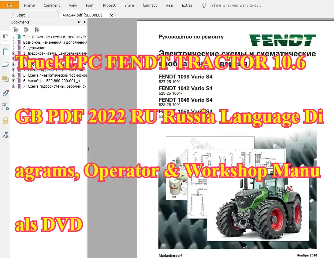 TruckEPC FENDT TRACTOR 10.6 GB PDF 2022 RU Russia Language Diagrams, Operator & Workshop Manuals DVD
