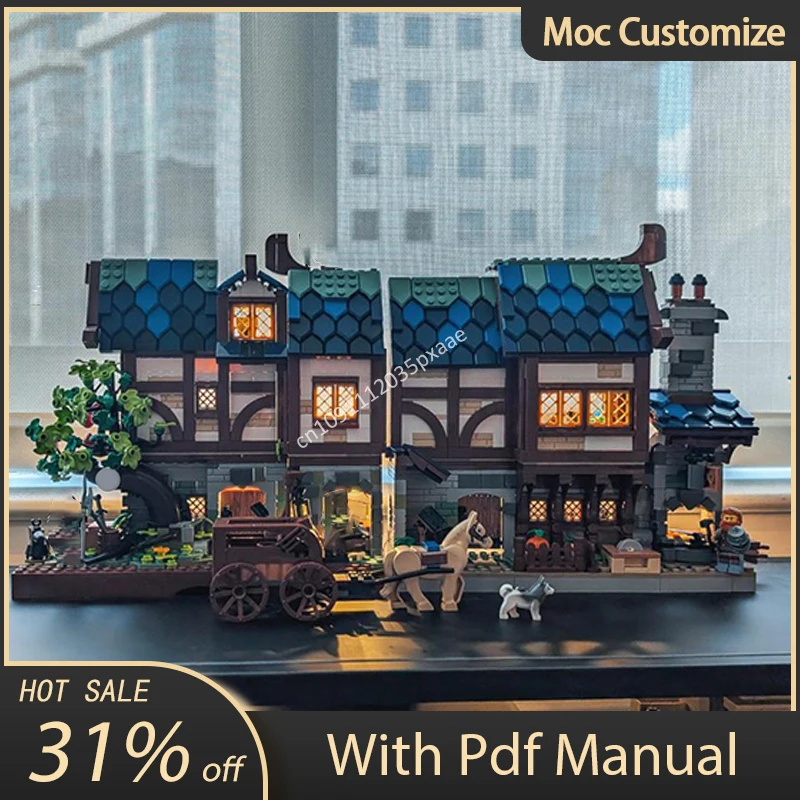 1737pcs Moc Medieval Blacksmith Nook  Castle Architecture Modularity Building Blocks Assembly Bricks Toys Kids Christmas Gift