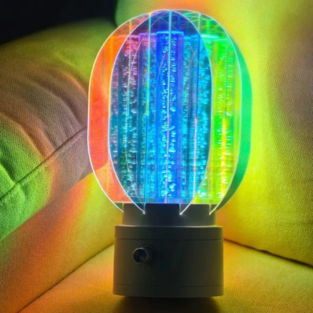 Dimmable Acrylic Nightstand Lamp 360 Rotation Plastic Aurora Table Lamp Rechargeable Battery Soft Glow Rotating Night Light