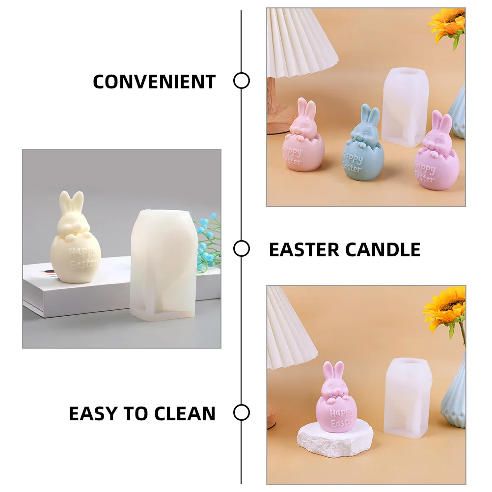 

Silicone Bunny Mold Aromatherapy Scented Diy Mold Reusable Easter Craft Tool For Making Candles Ice Cubes Durable