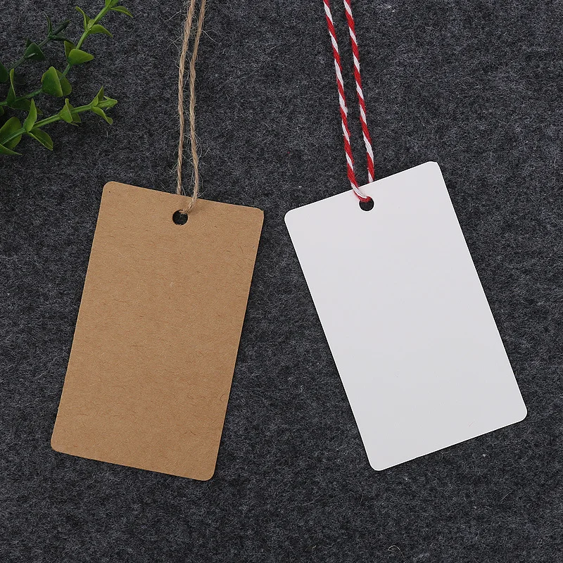 Blank Price Tag Cardboard Gift Tags White Kraft Paper Labels DIY Graffiti Card Garment Tags Thank You Message Cards 9x5cm 50pcs