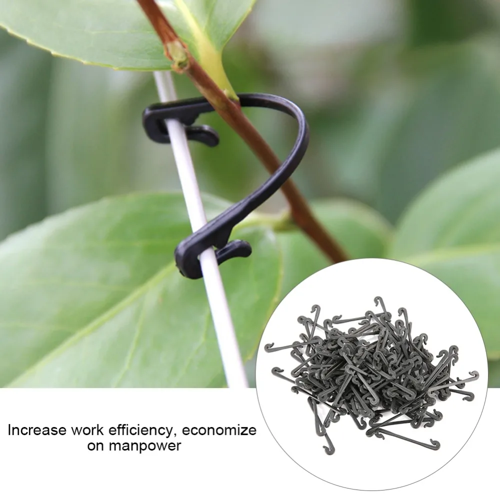 300PCS Black Grape Grafting Clips Plastic Compact Vine Fixing Clamps Raspberry Canes Support Stem Clips Holder