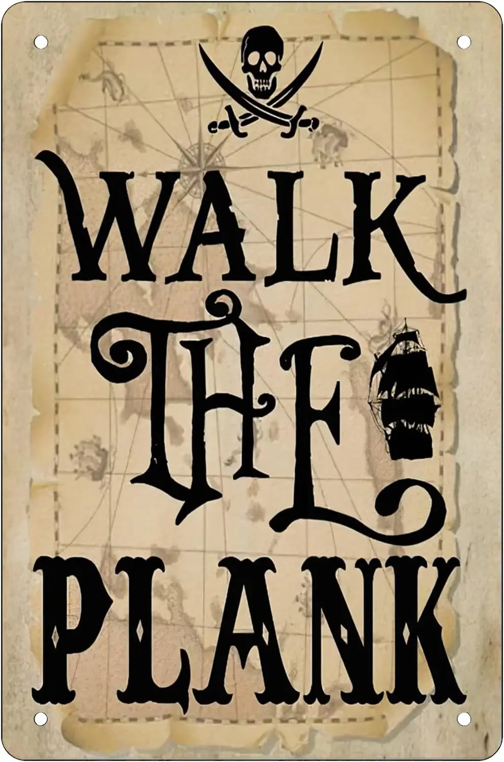 Walk the Plank，pirate Retro Funny Metal Sheet Signs, Wall Decoration,size:-aluminum sign