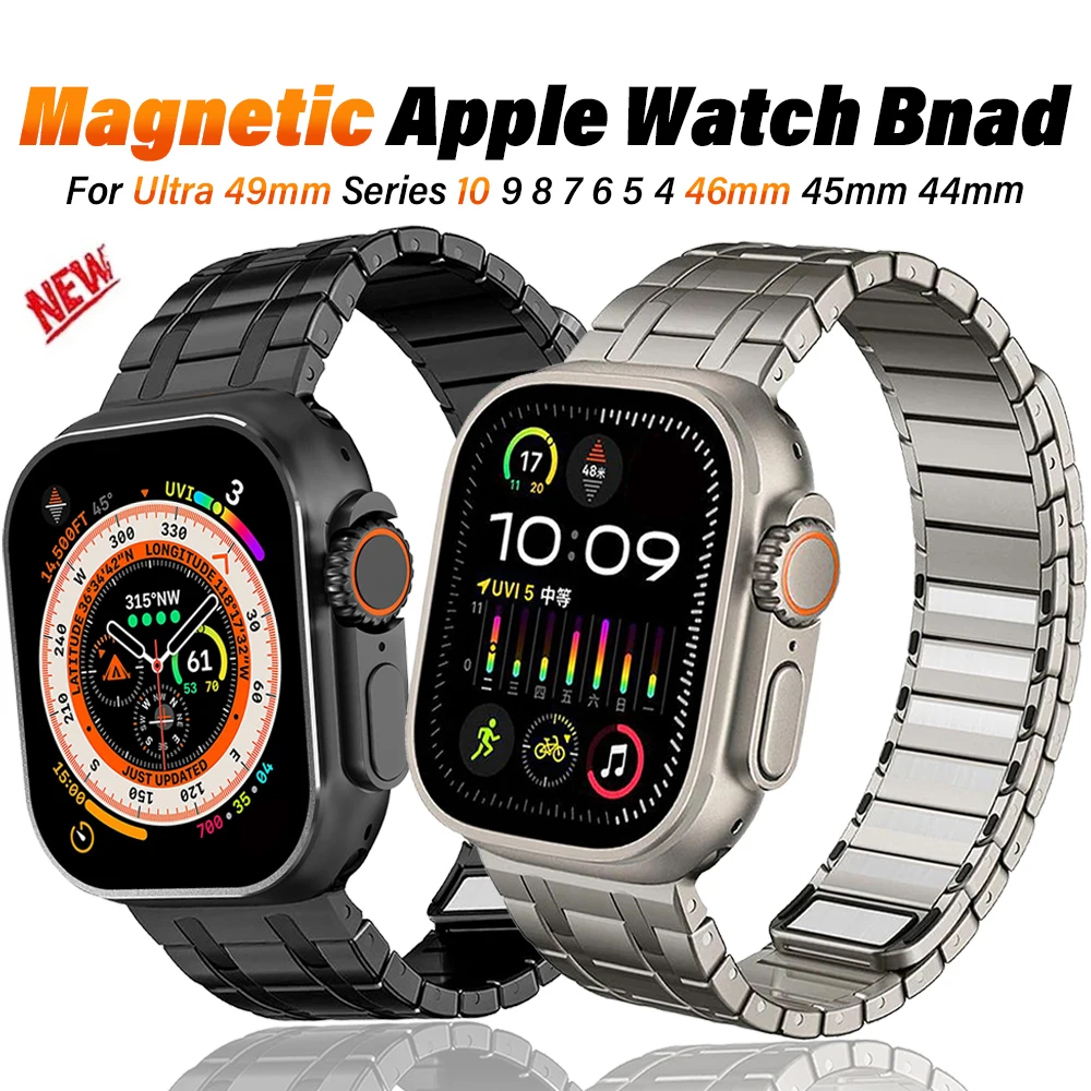 

Stainless Steel Band for Apple Watch Ultra Series 10 9 8 7 6 5 SE Magnetic Metal Wristband for Series 49mm 46mm 45mm 44mm Strap