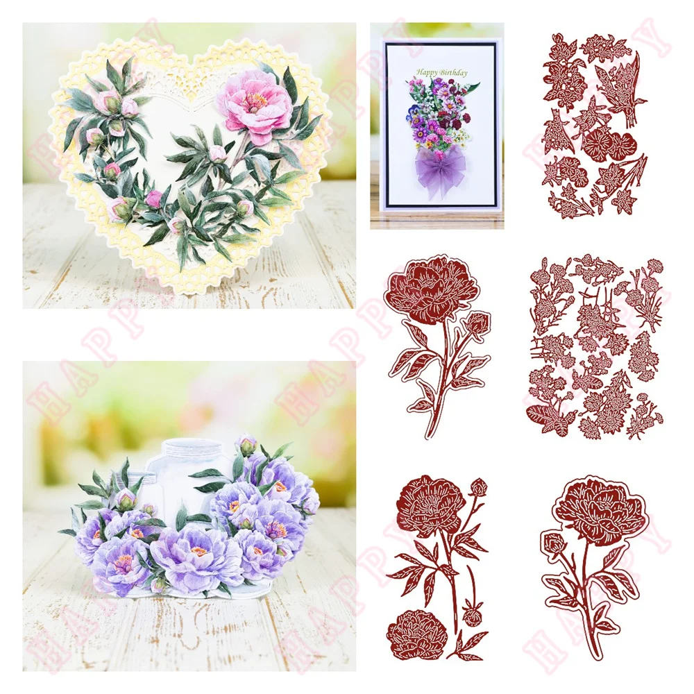 

Small Peony Die Set Metal Craft Cutting Dies Scrapbooking Paper Diary Decoration Manual Handmade For 2023 Embossing New Arrival