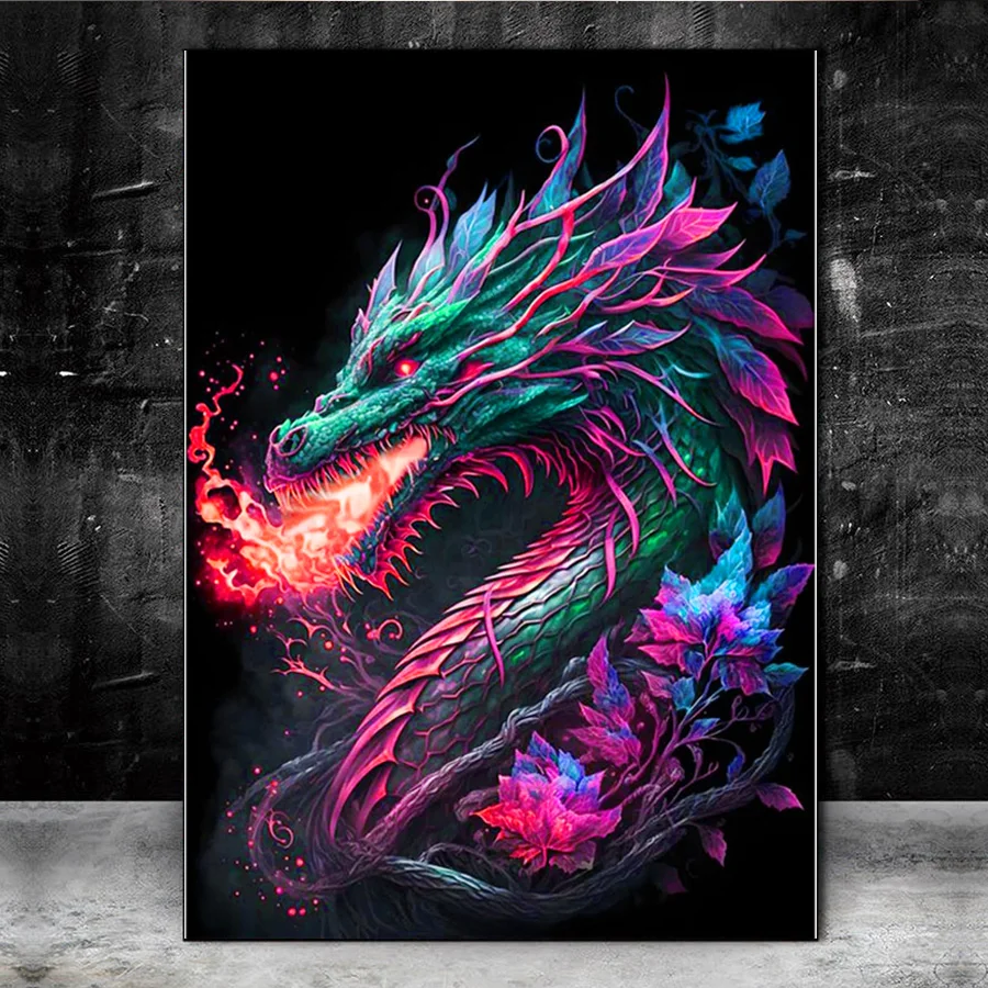 5D Animal Diamond Painting fire Dragon Mythology Full Crystal Diamond Mosaic Embroidery flower Cross Stitch Kit Home Decor