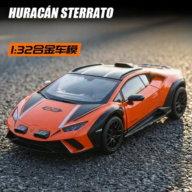 

1:32 Huracan Sterrato Sports Car Alloy Model Diecast Metal Simulation Decoration with Light Childrens Toy Car Gifts