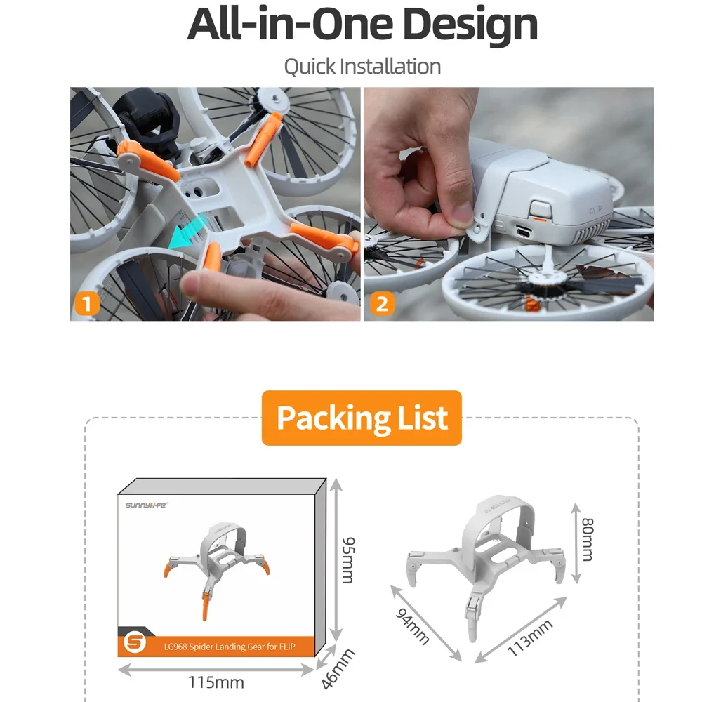 Sunnylife tren de aterrizaje plegable extensiones de engranajes de araña elevados soporte Protector de pierna para accesorios de Dron DJI FLIP