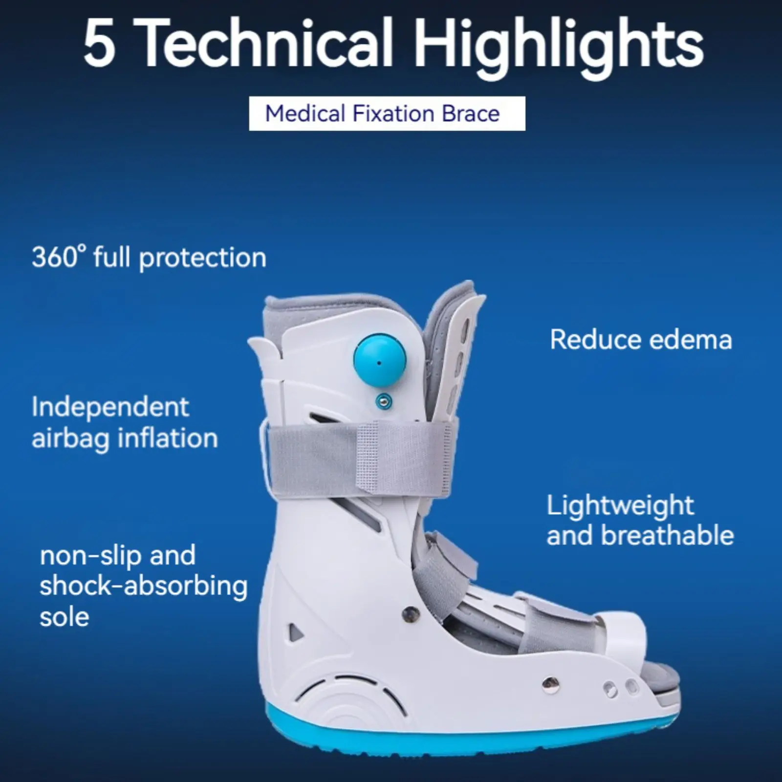 1 Pcs Air Cam Walker Boot Medical Short Orthopedic Walking Boot Foot Brace for Foot or Ankle Injuries, Fractures and Sprains