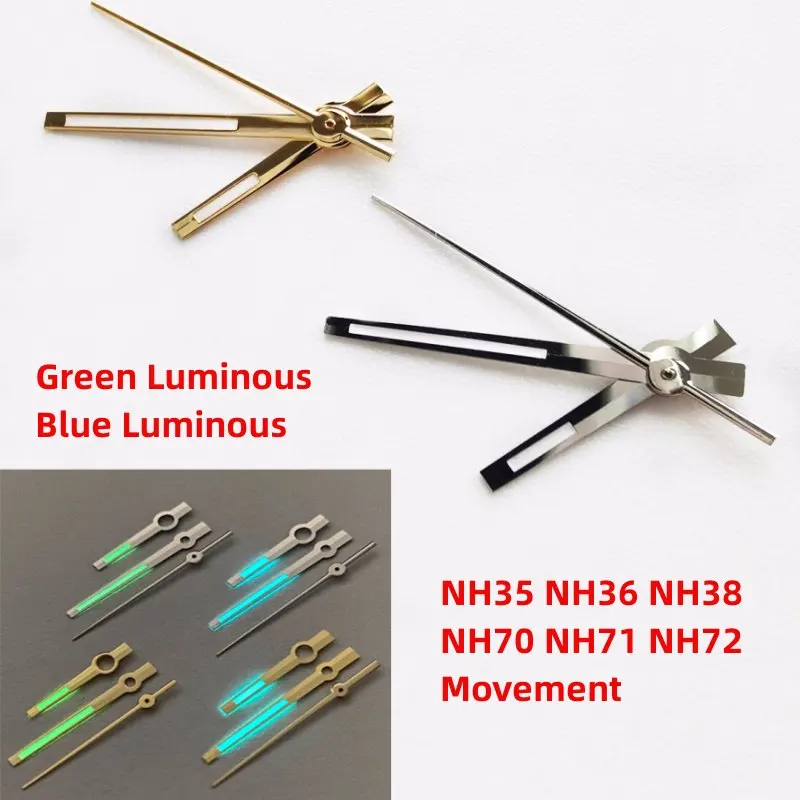 

NH35 Watch Hands Silver Gold Super Green Blue Luminous Nightlight Hands Fits for NH35 NH36 NH38 NH70 71 72 Movements Parts