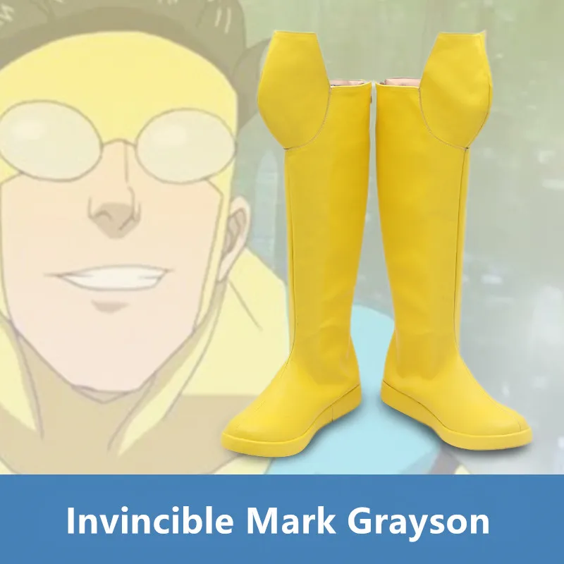 

Костюм для косплея Invincible Mark Grayson, желтые ботинки ручной работы из искусственной кожи, карнавальные ботинки для Хэллоуина